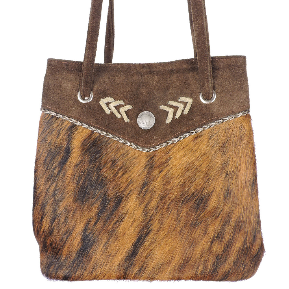American West Buffalo Nickle Fur Leather Handbag
